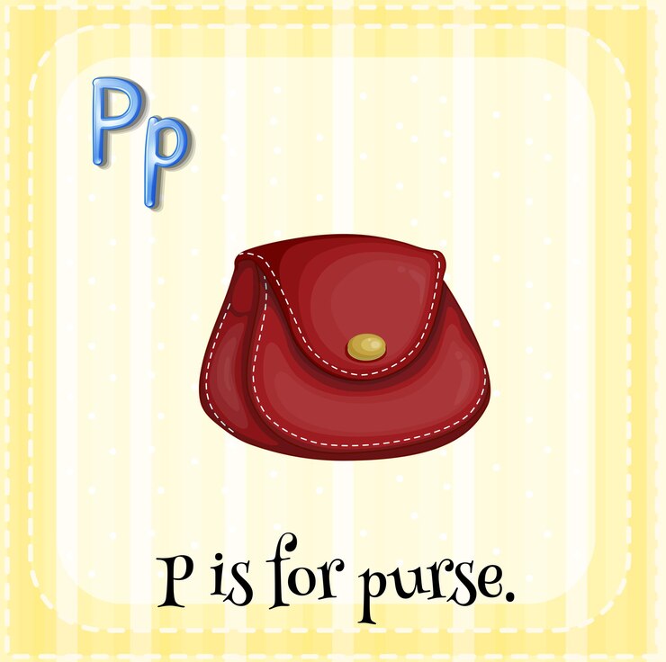 Ücretsiz Vektör flashcard letter p is for purse