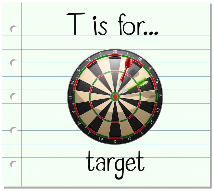 Ücretsiz Vektör flashcard letter t is for target