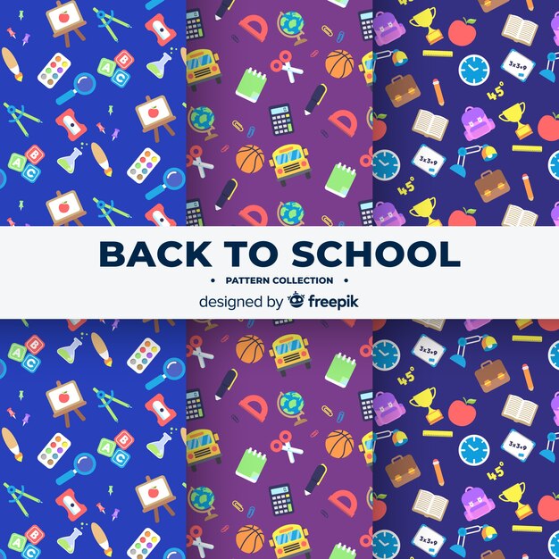 Flat back to school pattern collection