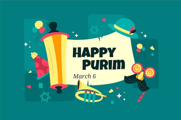 Ücretsiz Vektör flat background for purim holiday celebration