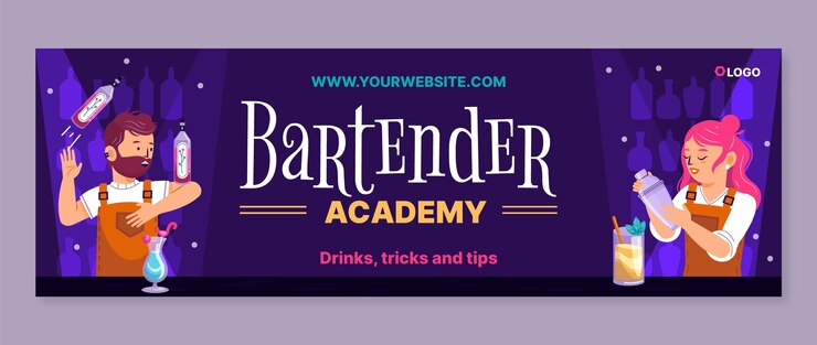 Ücretsiz Vektör flat barman twitter header