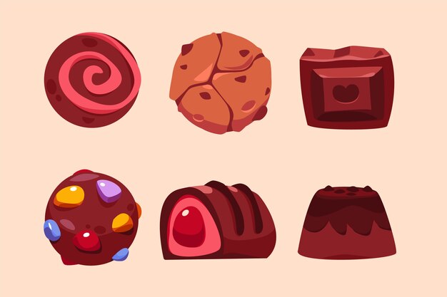 Flat christmas chocolates collection