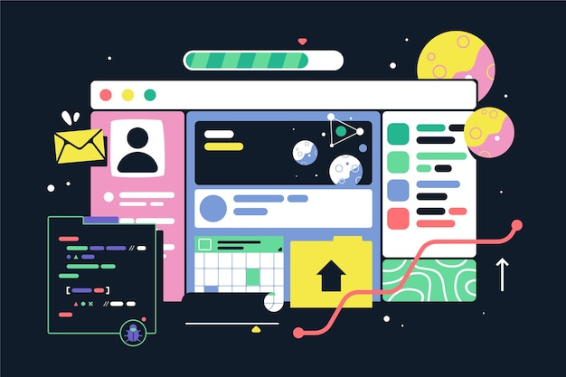 Flat cms concept illustrated