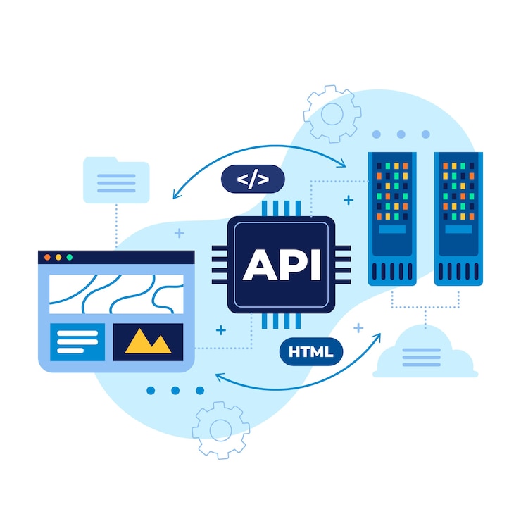 Ücretsiz Vektör flat design api illustration