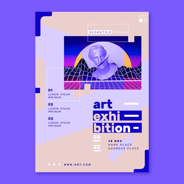 Flat design  art exhibition invitation