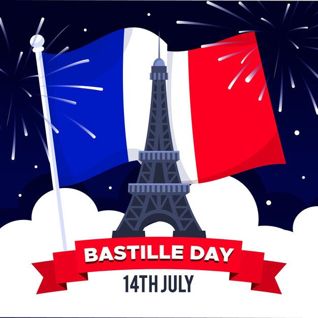 flat design bastille day illustration