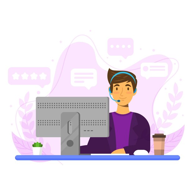 Flat design customer support
