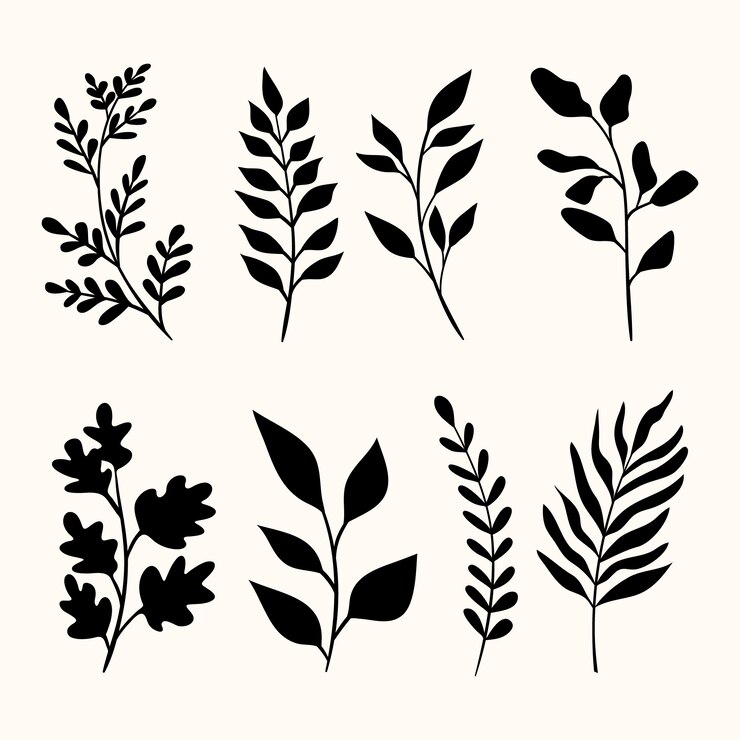 Ücretsiz Vektör flat design flower silhouettes illustration