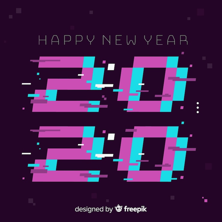 Ücretsiz Vektör flat design for new year 2020 event