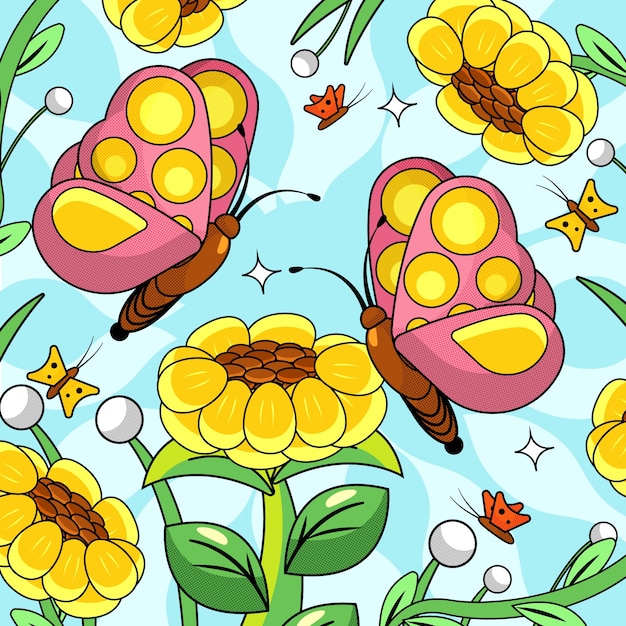 Flat design retro butterfly illustration