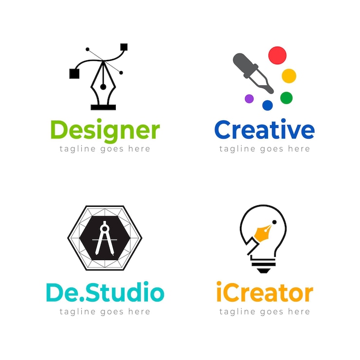 Ücretsiz Vektör flat graphic designer logo templates
