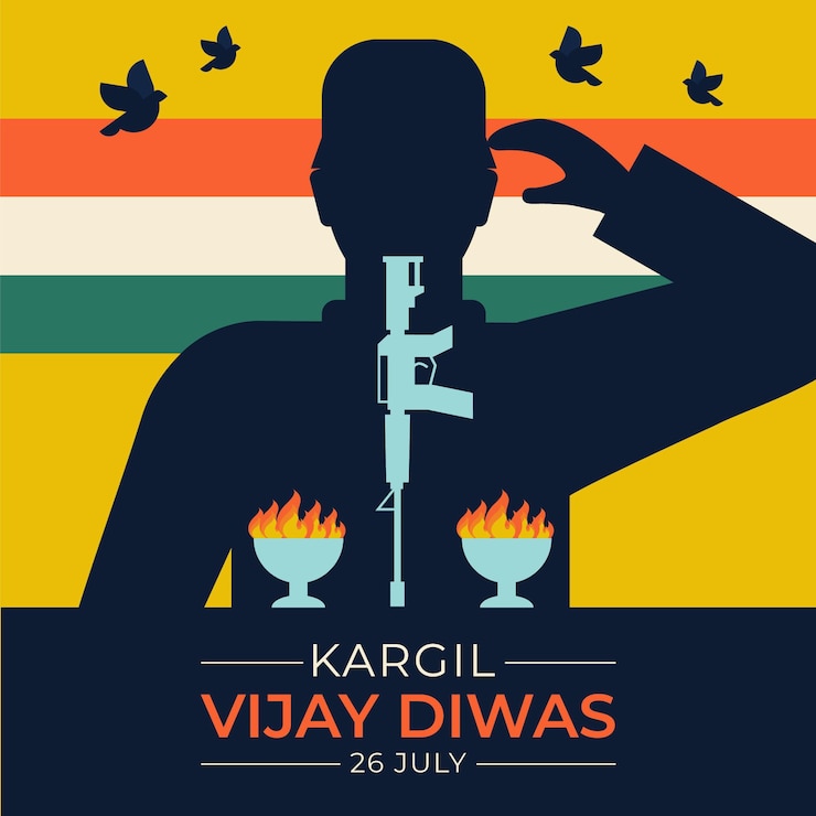 Ücretsiz Vektör flat kargil vijay diwas illustration