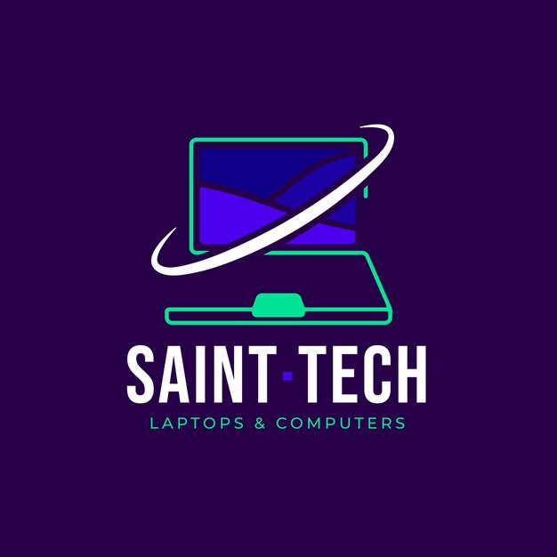 Flat laptop logo template