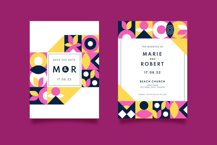 Ücretsiz Vektör flat mosaic invitation template