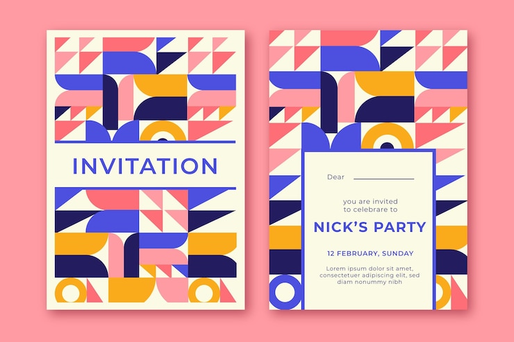 Ücretsiz Vektör flat mosaic invitation template