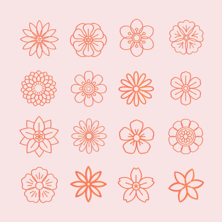 Ücretsiz Vektör floral pattern and floral icons