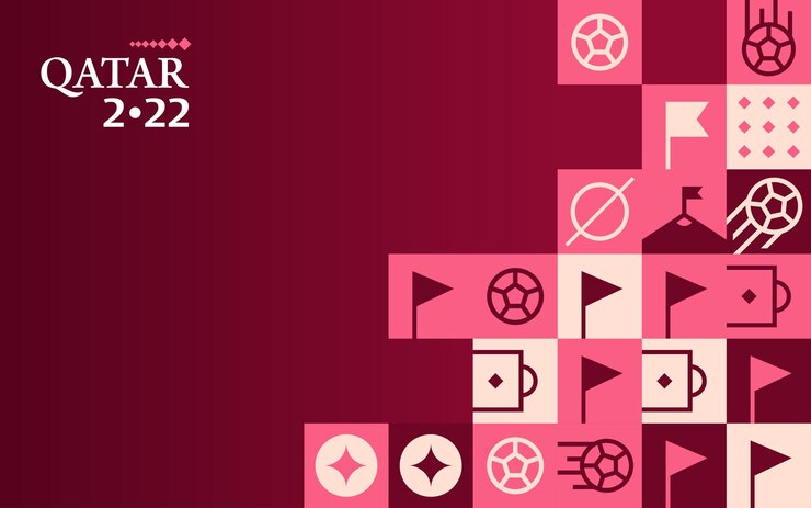 Ücretsiz Vektör football doha qatar 2022 creative geometric background template soccer web banner background
