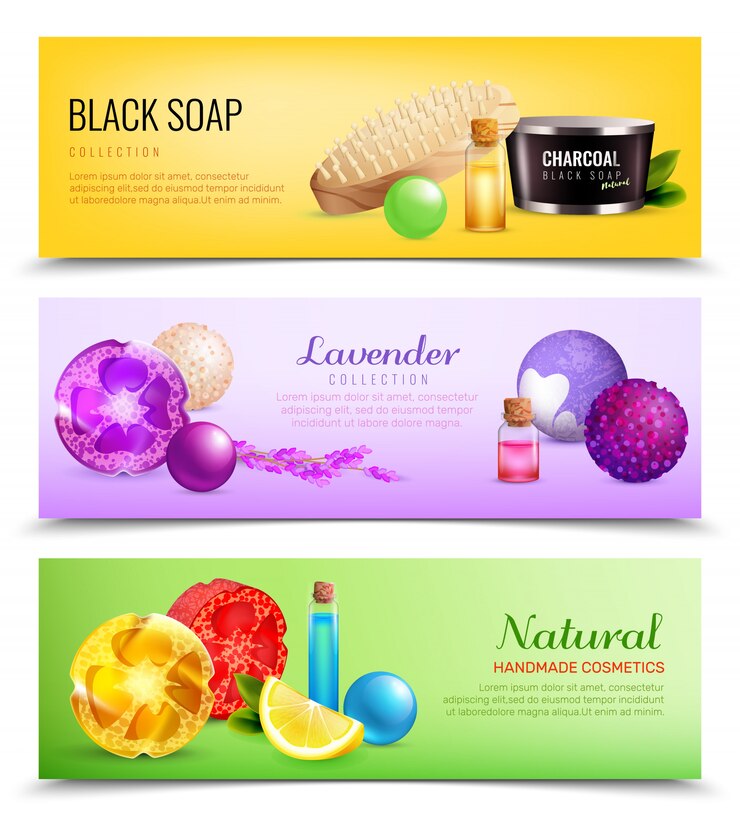 Ücretsiz Vektör fragrant soap banners collection