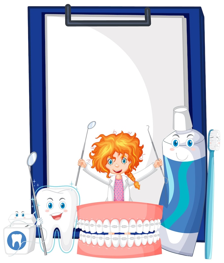 Ücretsiz Vektör fun dental care education illustration
