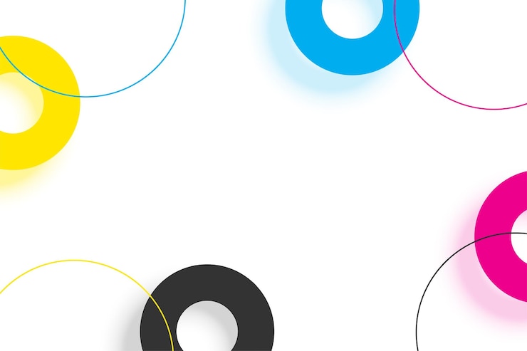Ücretsiz Vektör geometric cmyk colors round shape background design