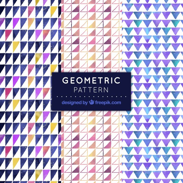 geometric patterns of watercolor triangles pack