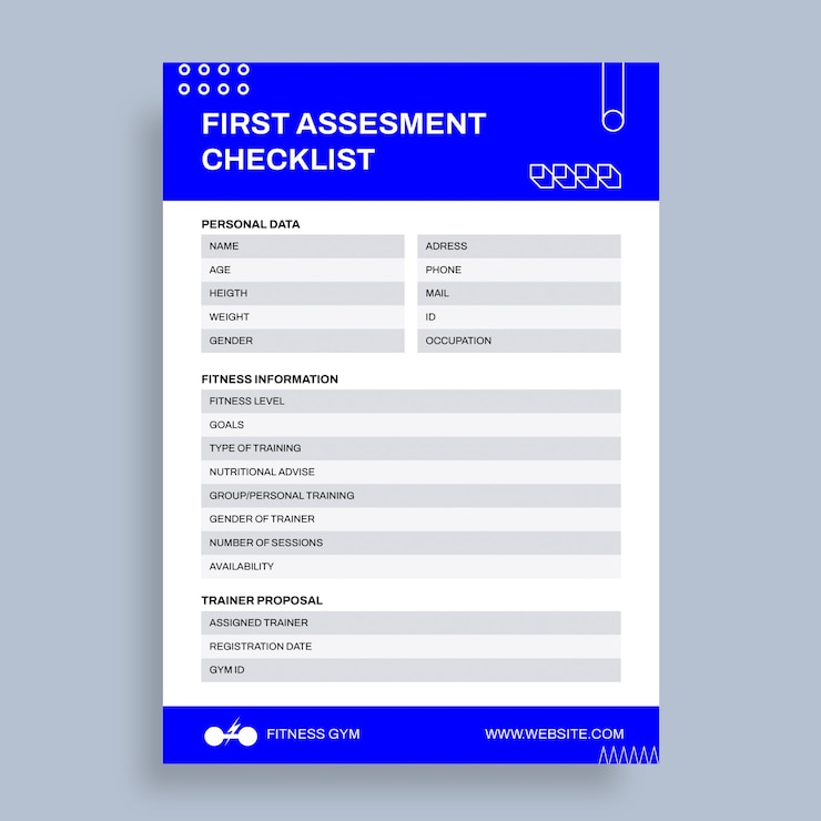 Ücretsiz Vektör geometric personal trainer first assessment checklist