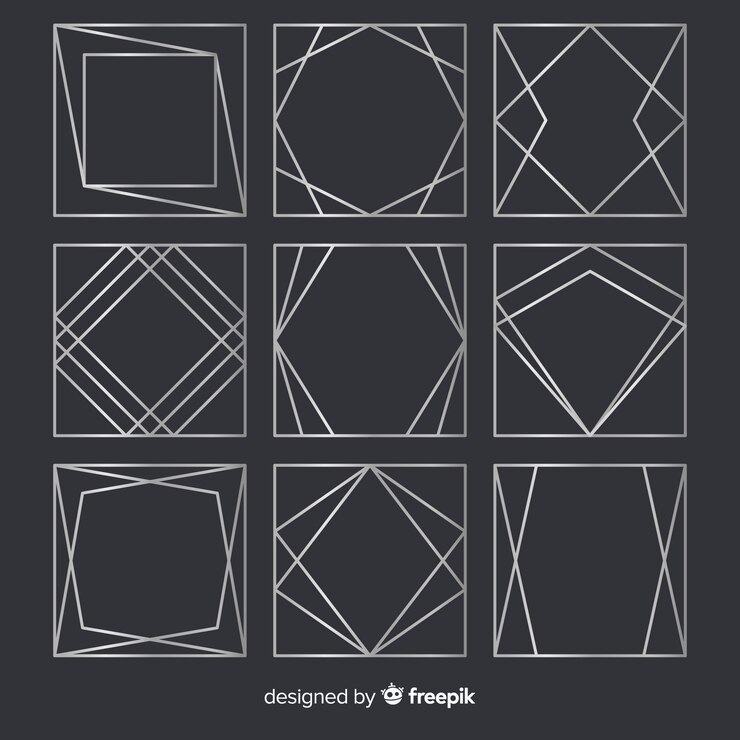 Ücretsiz Vektör geometrik gümüş çerçeve paketi