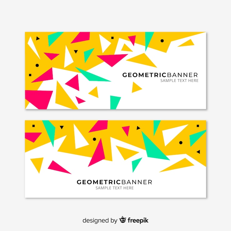 Ücretsiz Vektör geometrik şekillerle hazırlanmış banner seti