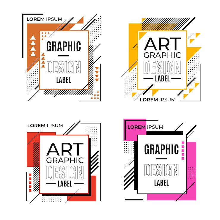 Ücretsiz Vektör geometrik tarzda grafik tasarım etiketleri