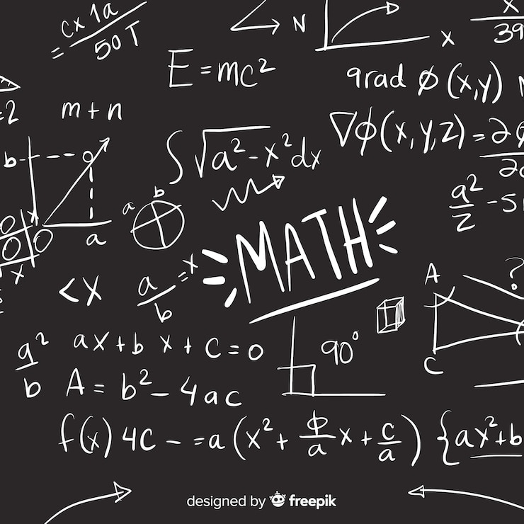 Ücretsiz Vektör gerçekçi matematik kara tahta arka planı