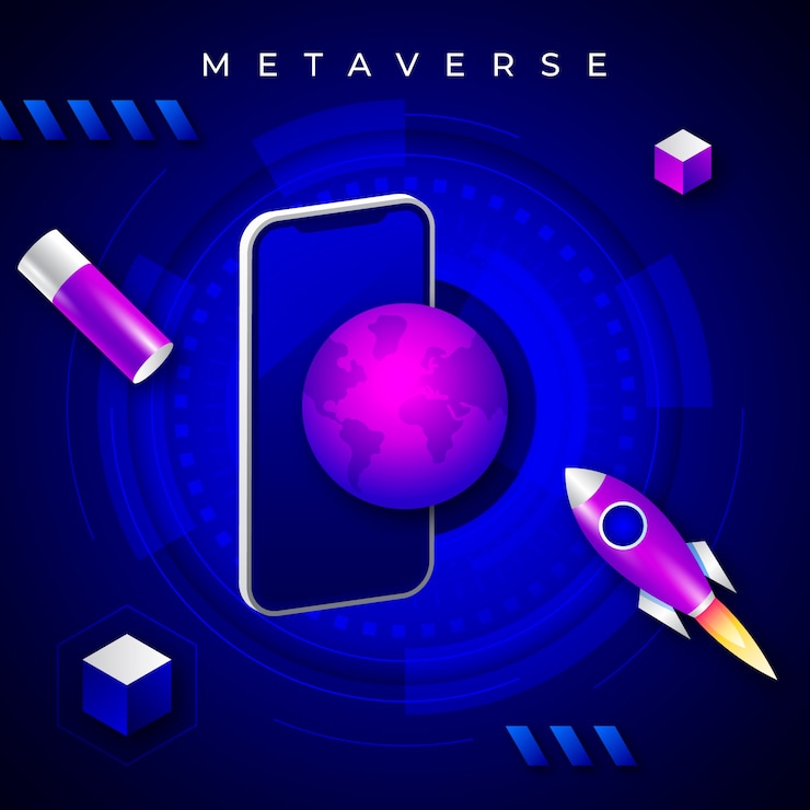 Ücretsiz Vektör gerçekçi metaverse çizimi
