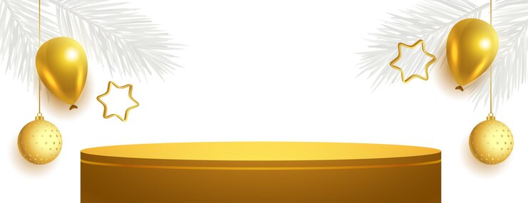 Ücretsiz Vektör golden 3d podium platform for merry christmas invitation banner