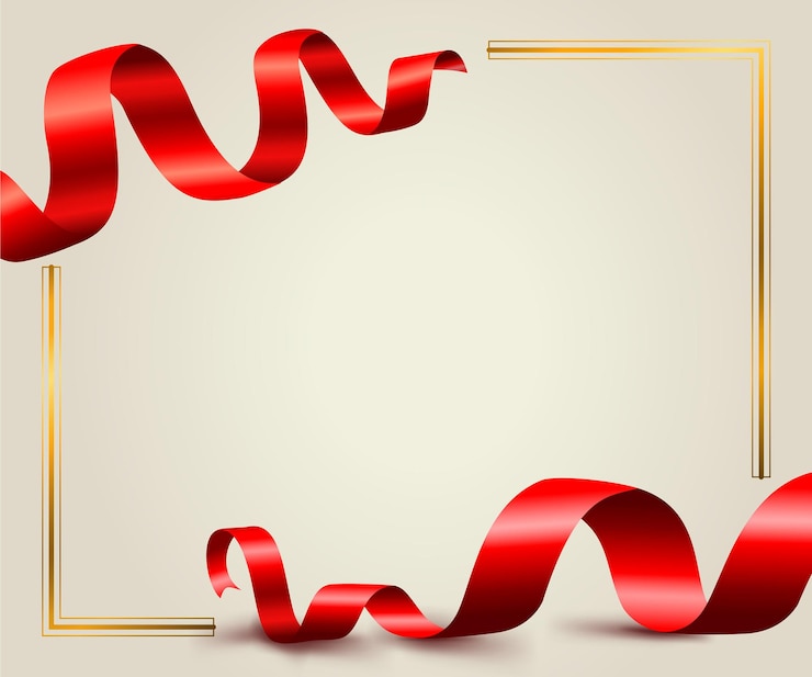 Ücretsiz Vektör golden and red ribbon frame vector illustration