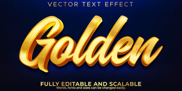 golden editable text effect, metallic and shiny text style.