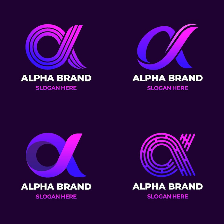 Ücretsiz Vektör gradient alpha logo pack