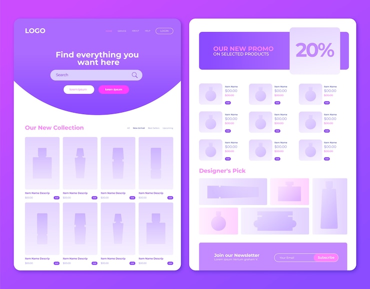 Ücretsiz Vektör gradient e-commerce design template