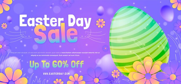 Gradient easter sale horizontal banner template