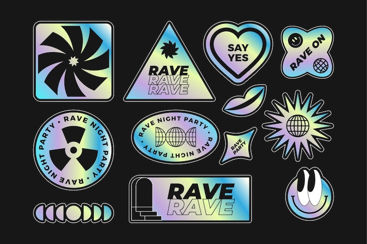 Ücretsiz Vektör gradient rave party sticker