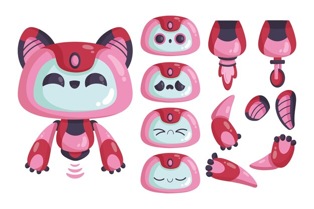 Gradient robot character constructor illustrations