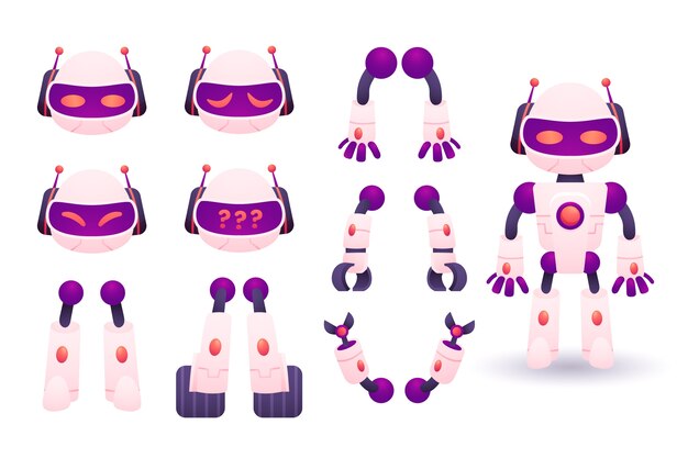 gradient robot character constructor illustrations
