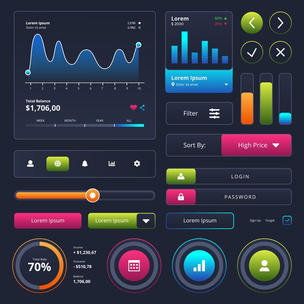 Gradient ui kit collection