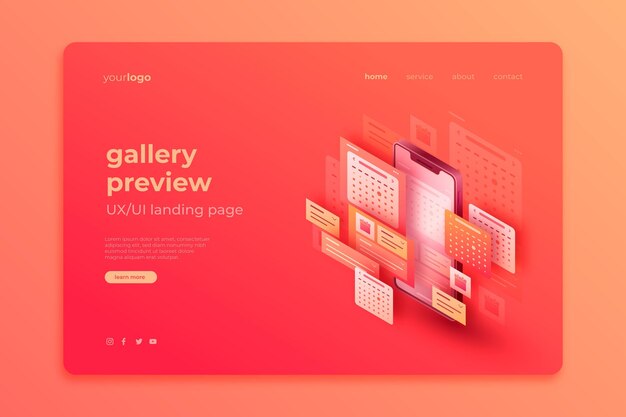 gradient ui/ux landing page template