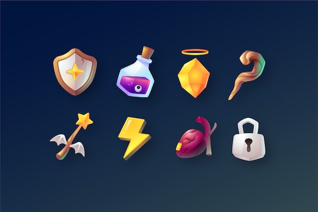 Gradient video game elements collection