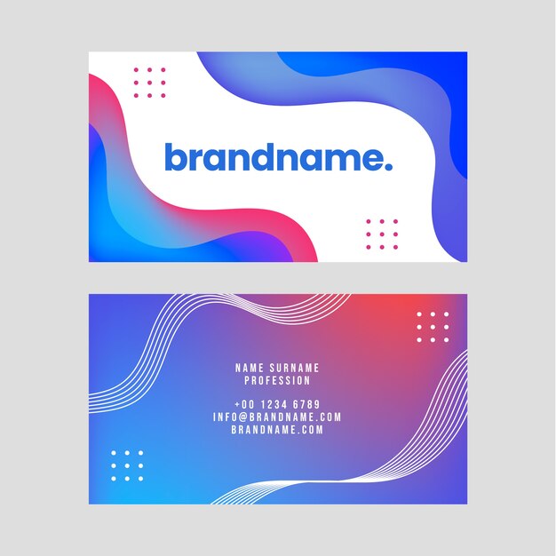 Gradient wavy business card template