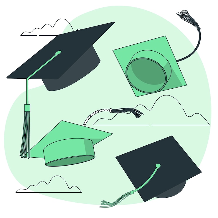 Ücretsiz Vektör graduation hats concept illustration