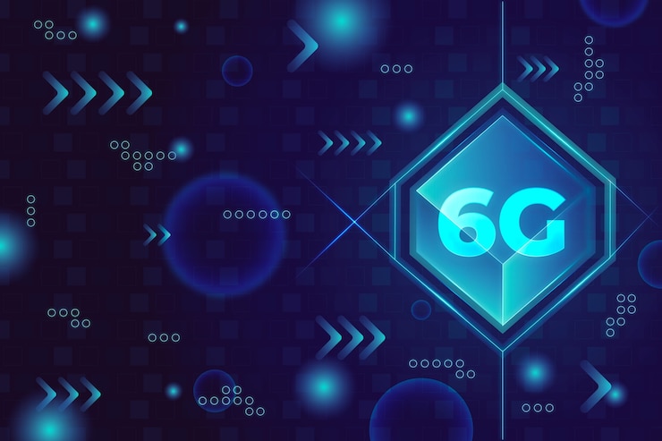 Ücretsiz Vektör gradyan 6g teknoloji arka planı
