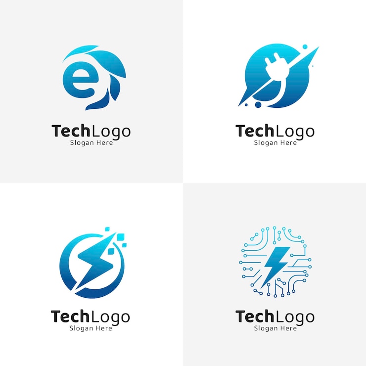 Ücretsiz Vektör gradyan elektronik logo şablonları seti