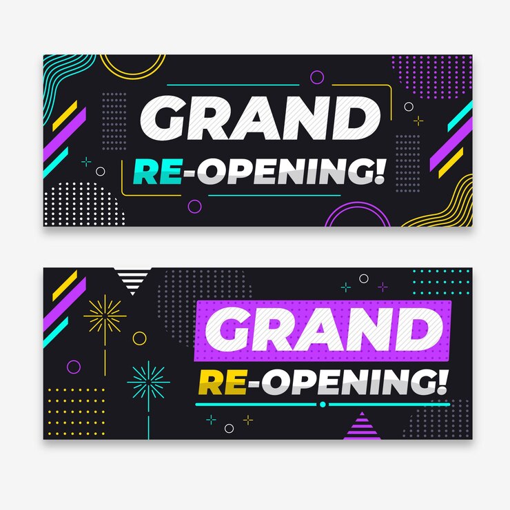 Ücretsiz Vektör grand re-opening soon banner