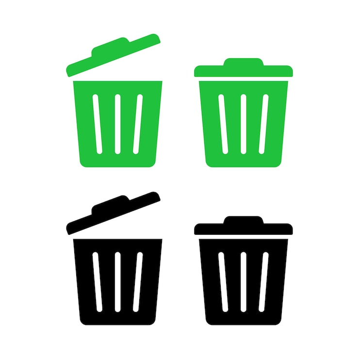 Ücretsiz Vektör green and black open and shut bins