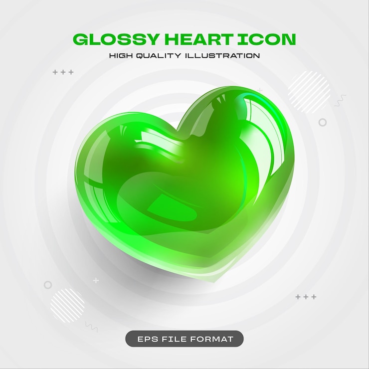 Ücretsiz Vektör green heart icon 3d render illustration
